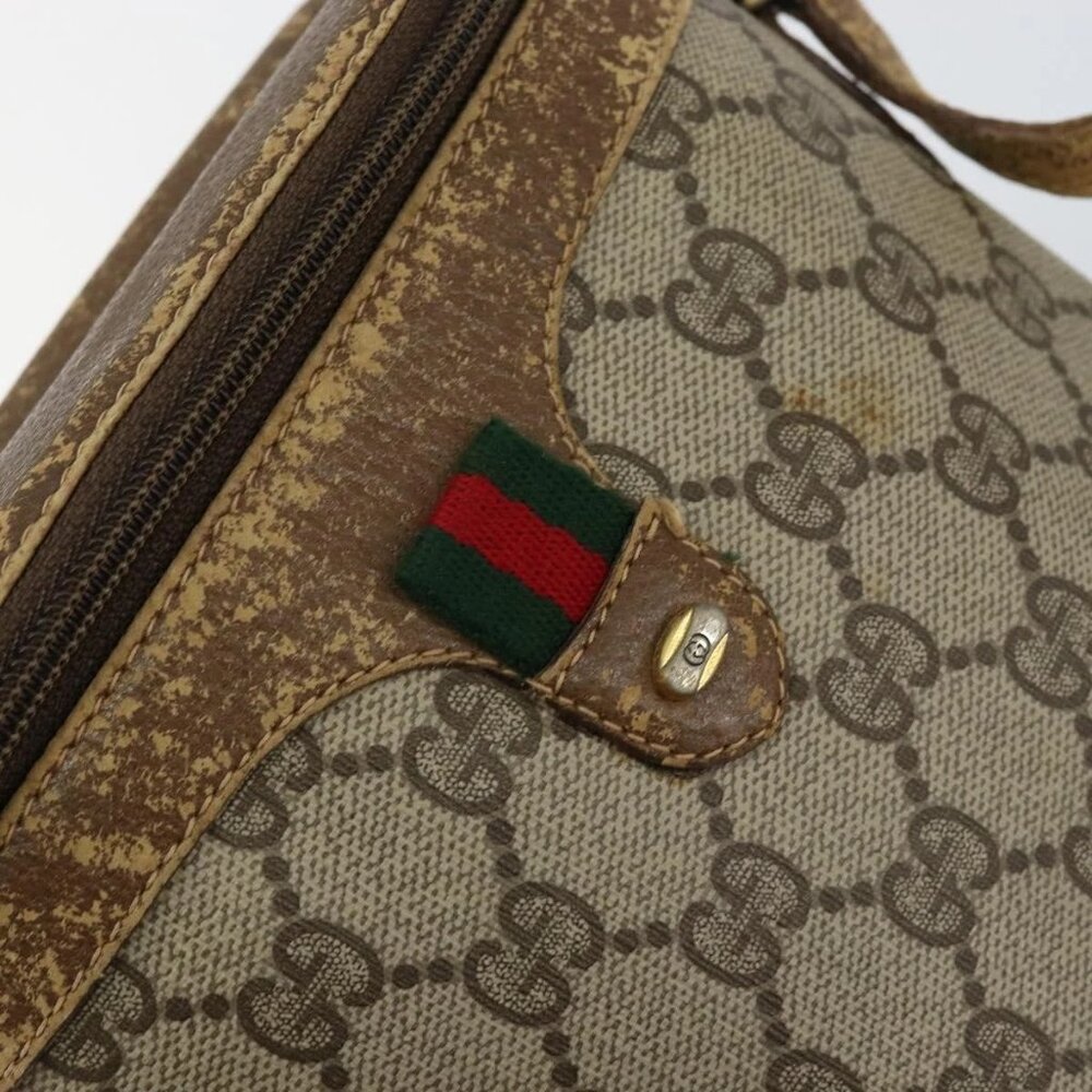 GUCCI GG Supreme Web Sherry Line Bag PVC Beige Gold 904 02 070 Auth 152352 - Picture 12 of 16
